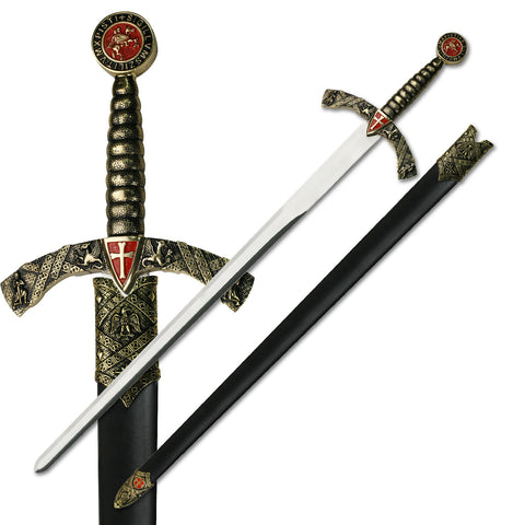 Commissioning Sword & Scabbard(Gold Cross & Red Shield)